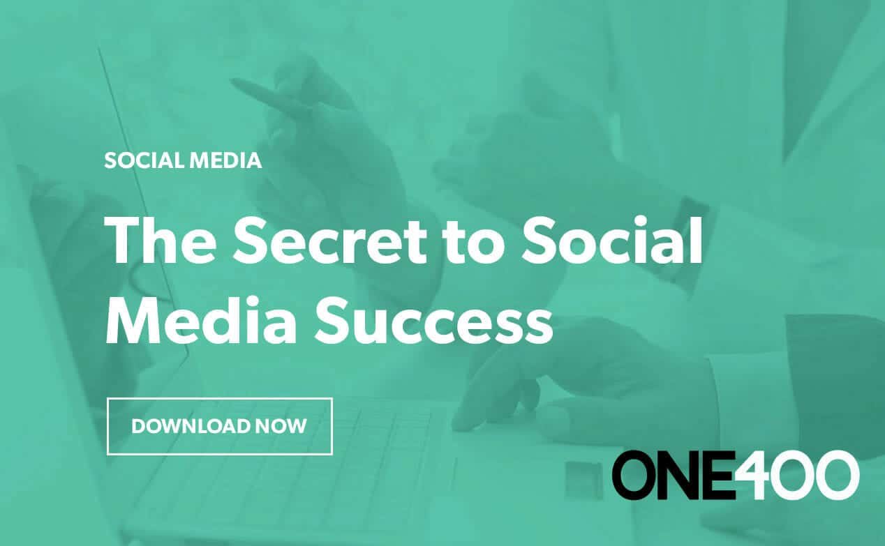 ONE400 banner reading "The secret to social media success"