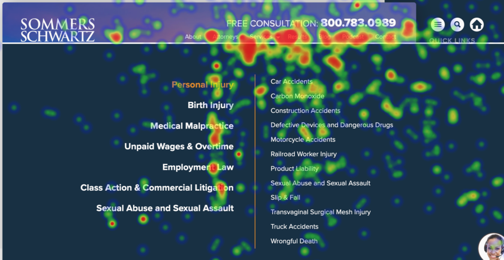 Heatmap showing no usage of a home icon