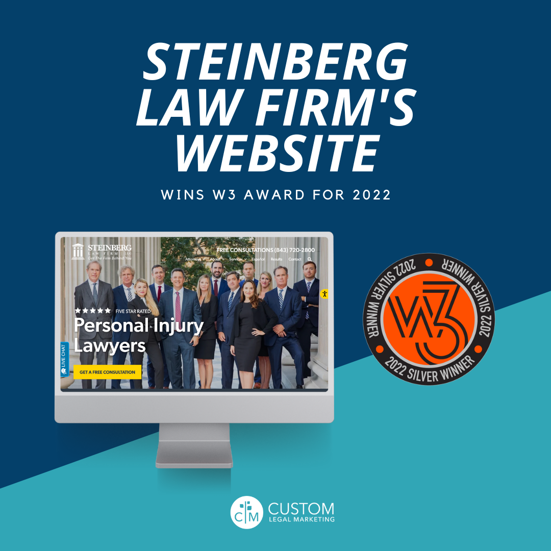 We just won a W3 Award for Steinberg Law Firm's Website