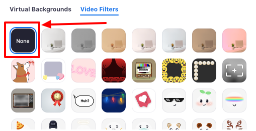 Step 5 - Select none under video filters