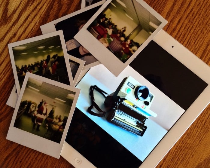 Photographs with polaroid and ipad