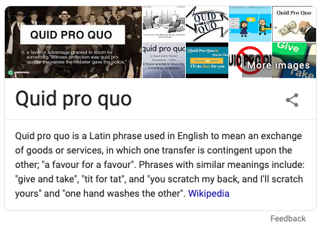 featured snippet on quid pro quo