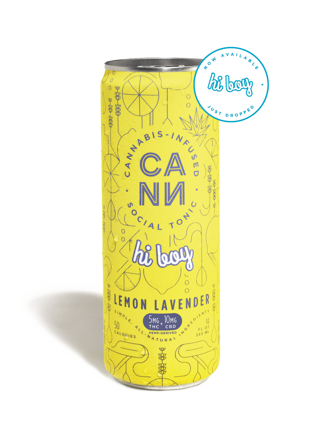 A can of Lemon Lavender Hi Boy on a black background.