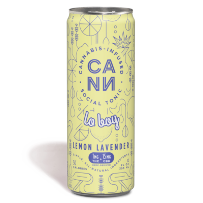 A can of Lemon Lavender Lo Boy on a white background.