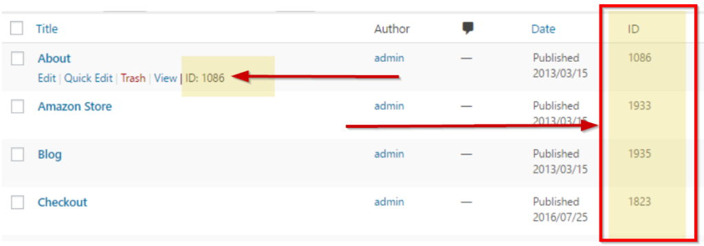Show ID Hide Posts or Pages in WordPress