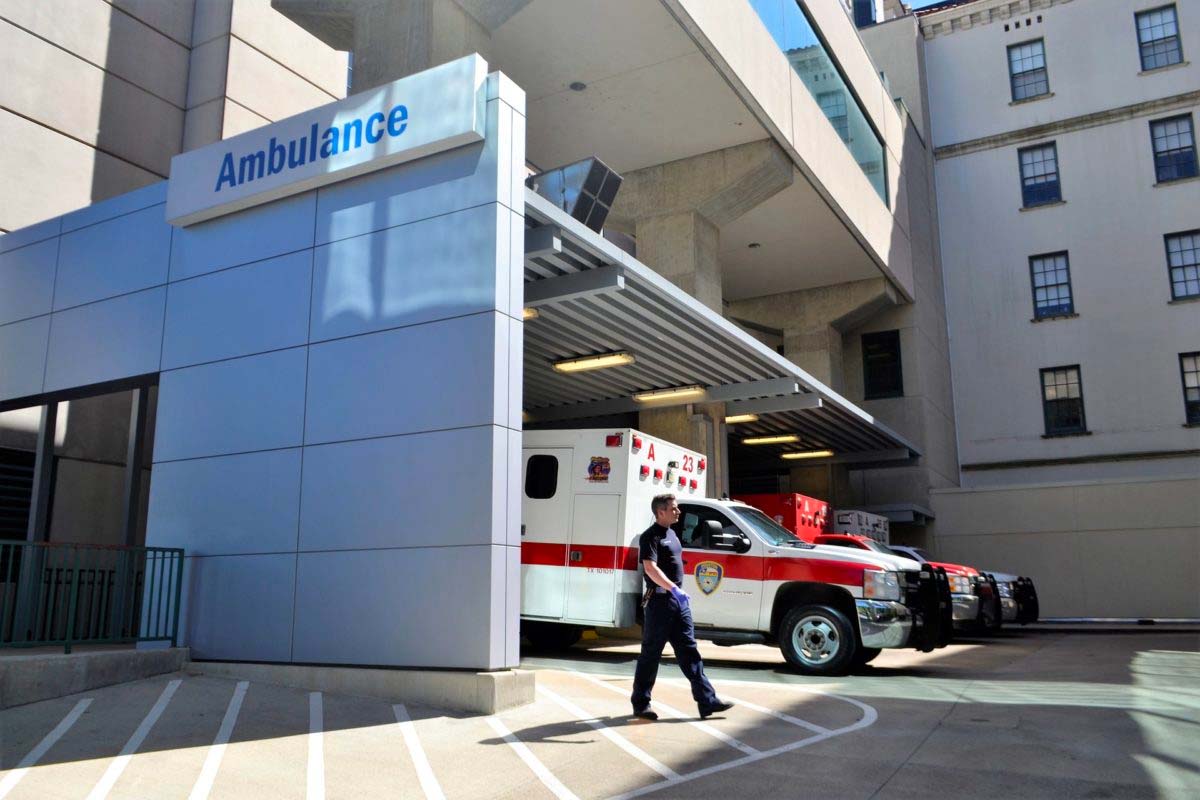 emergency-room First Responder at Emergency Room Entrance