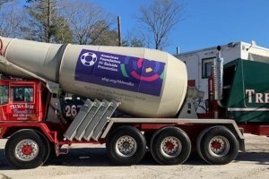 Ready mix truck with American Foundation Suicide Prevention Wrap