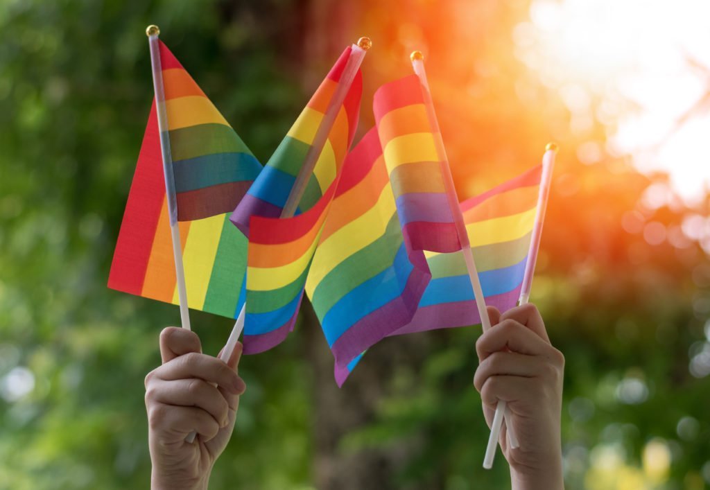 LGBT, pride, rainbow flag as a symbol of lesbian, gay, bisexual, transgender, and queer pride and LGBTQ social movements in June month