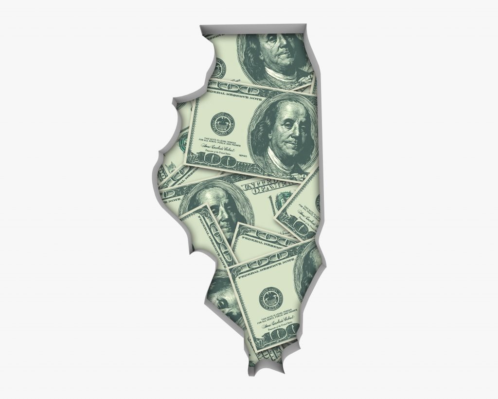 Illinois IL Money Map Cash Economy Dollars 3d Illustration