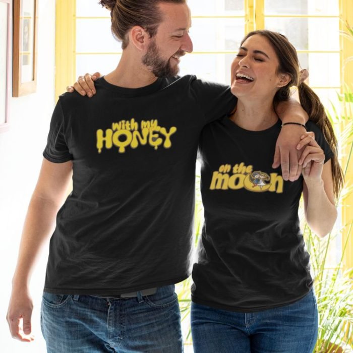 With My Honey on the Moon Couple T-shirt
