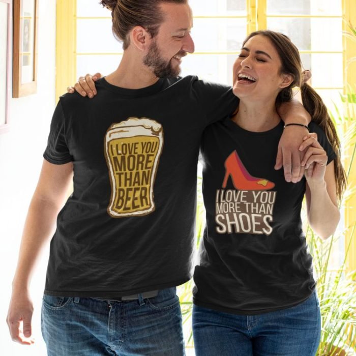 Love You More Than Beer Shoes Couple T-shirt