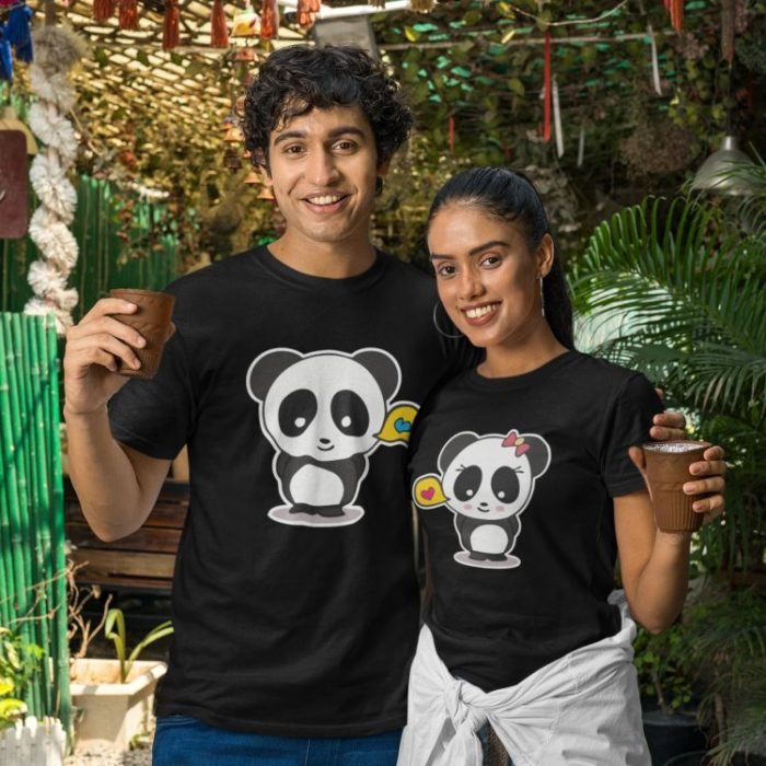 cute panda couple t-shirt