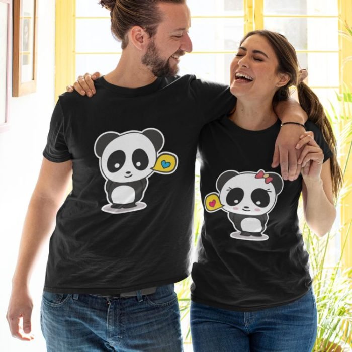 cute panda couple t-shirt
