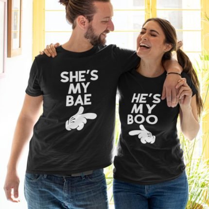 He is my Boo She is my Bae Couple T-shirt