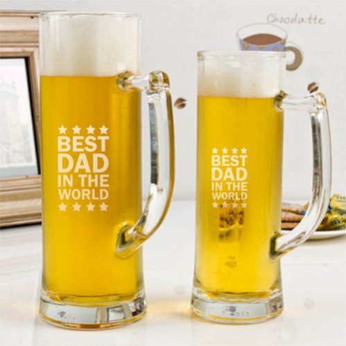 Engraved Best Dad in the World Beer Mug