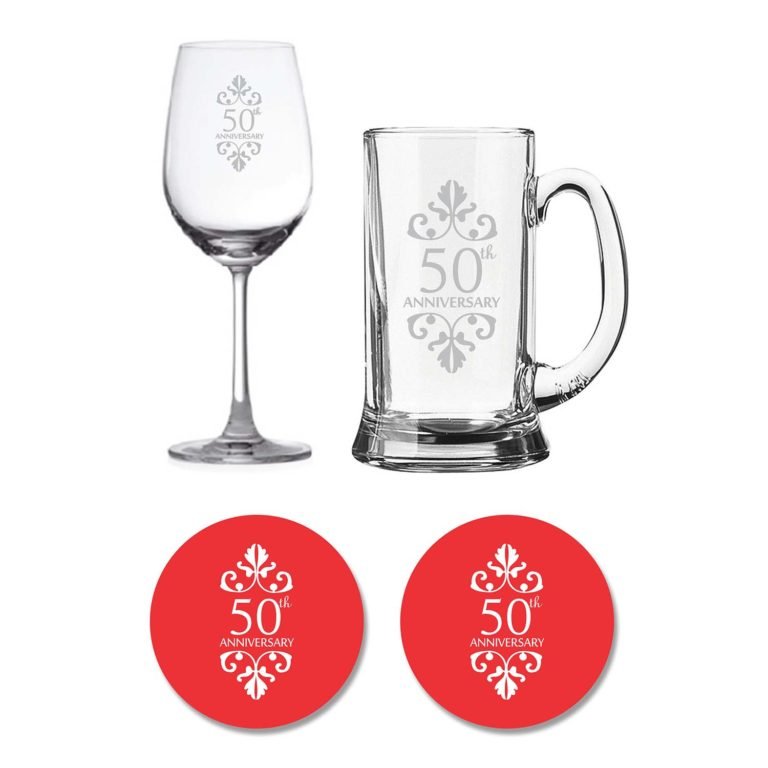 50th Anniversary Beer Wine Glasses