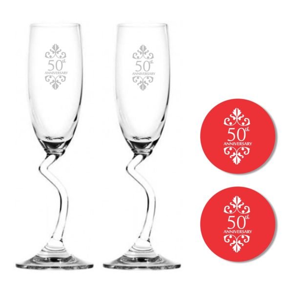 50th Marriage Anniversary Champagne Flutes
