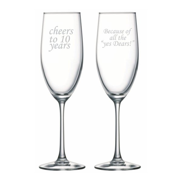 Cheers 10th Wedding Anniversary Champagne Flutes