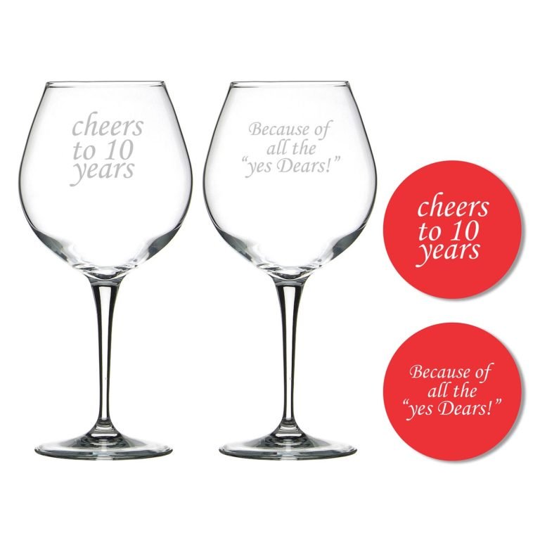 Cheers 10th Marriage Anniversary Wine Glasses
