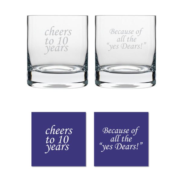 Cheers 10th Anniversary Whiskey Glasses