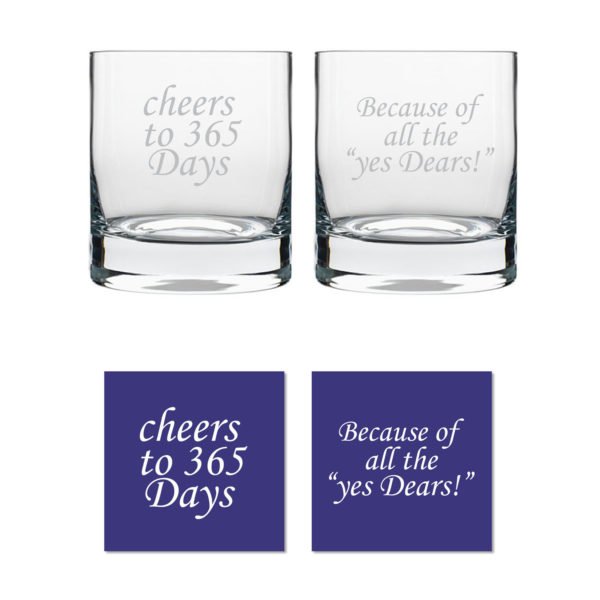 Cheers 1st Anniversary Whiskey Glasses