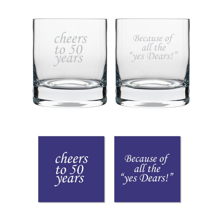 Cheers 50th Anniversary Whiskey Glasses