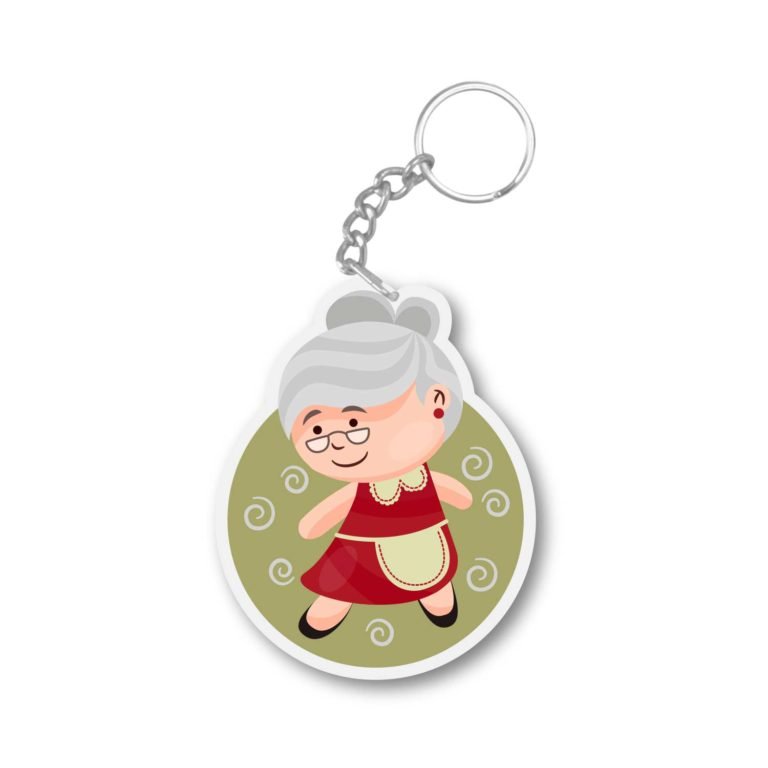 Cute Old Grandma Christmas keychain