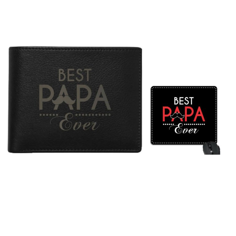 Best Papa Ever Mousepad Engraved Wallet Gifts Combo