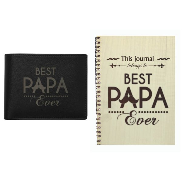 Engraved Best Papa Ever Notebook Wallet Gifts Combo
