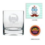Engraved Cool Dad Whiskey Glass with Fridge Magnet