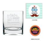 Engraved Handsome Cool Whiskey Glass with Fridge Magnet