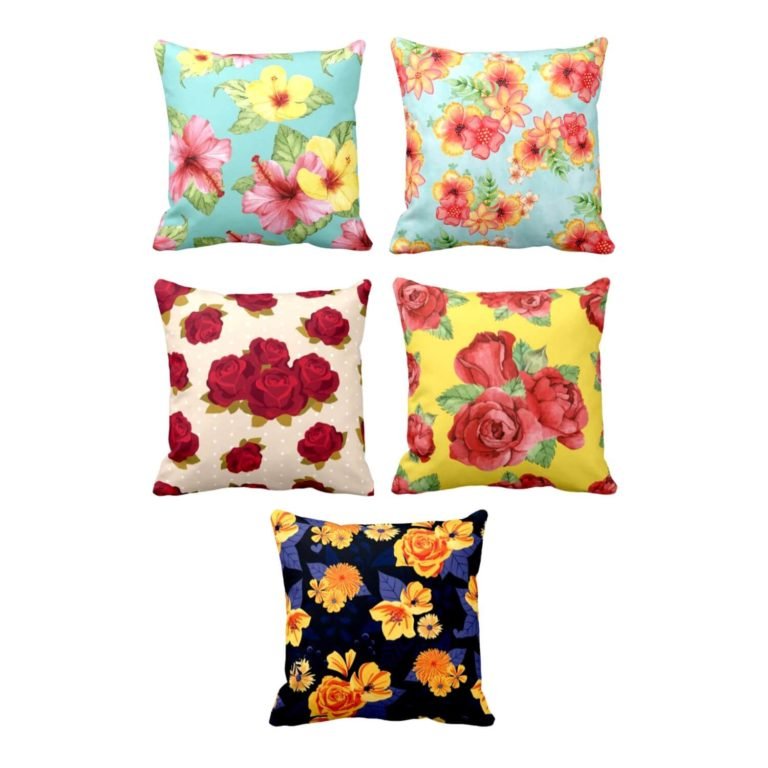 Splendid Ranunculus Floral Flowers Cushion Cover Set of 5