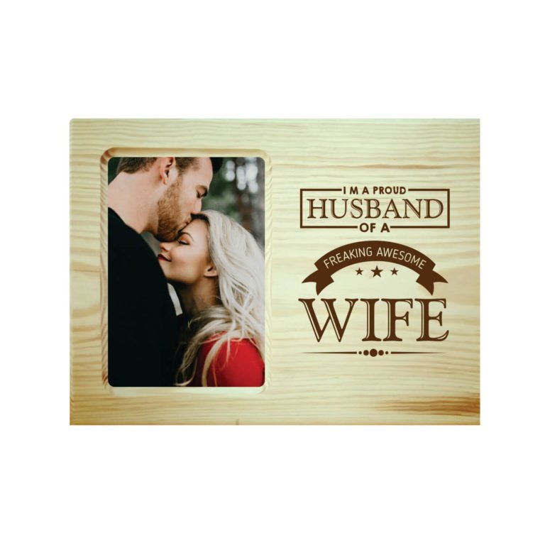 Proud Husband of Awesome Wife Engraved Photo Frame