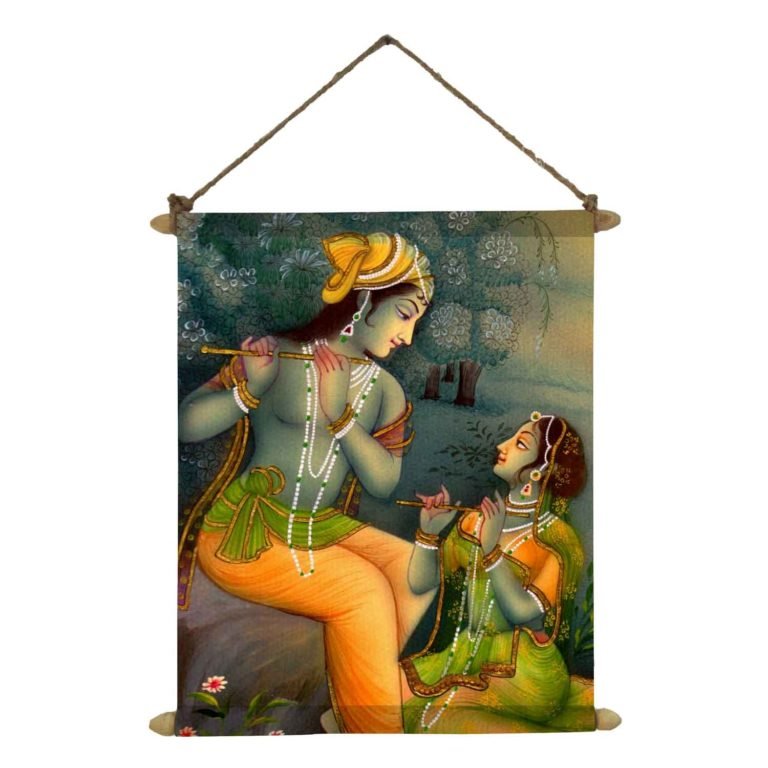 Lord Krishna with Radha Canvas Scroll