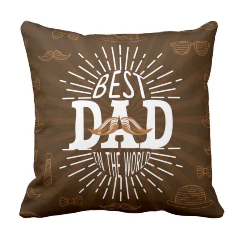 Moustache Best Dad in the World Cushion Cover