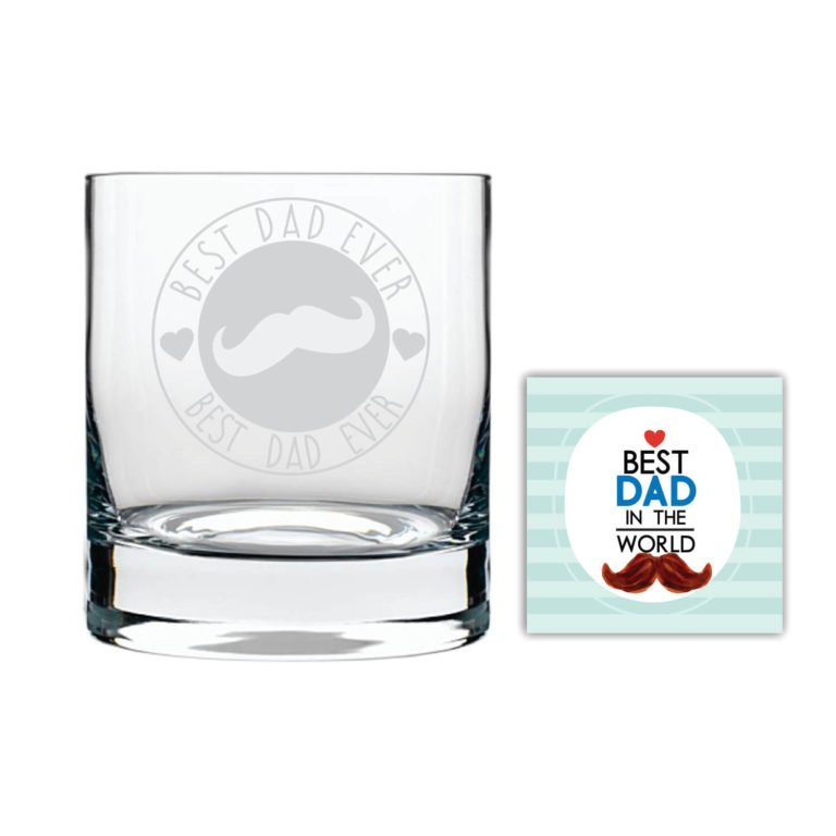 Moustaches Best Dad Ever Whiskey Glass