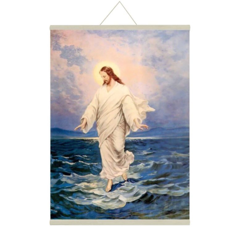 Jesus Walking On Water Canvas Scroll
