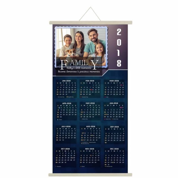 Personalised Family Memories Photo Calendar Canvas Scroll