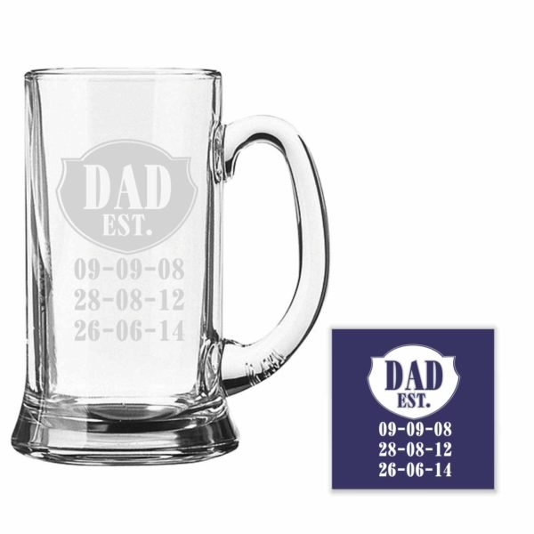 Personalized Engraved Dad Established Beer Mugs