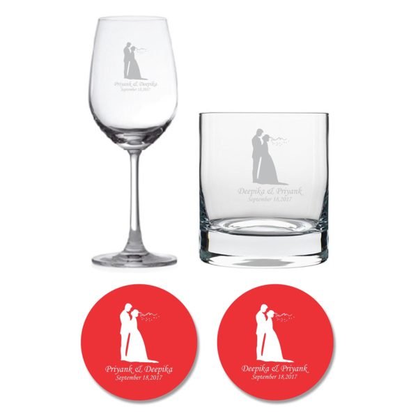 Personalized Just Married Couple Wine Whiskey Glasses