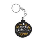 Chalkboard Merry Christmas and Happy New Year Xmas Ornament keychain