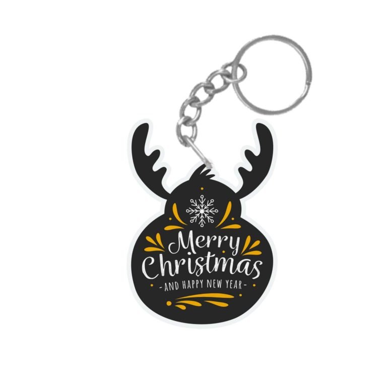 Reindeer Shaped Merry Christmas and Happy New Year keychain
