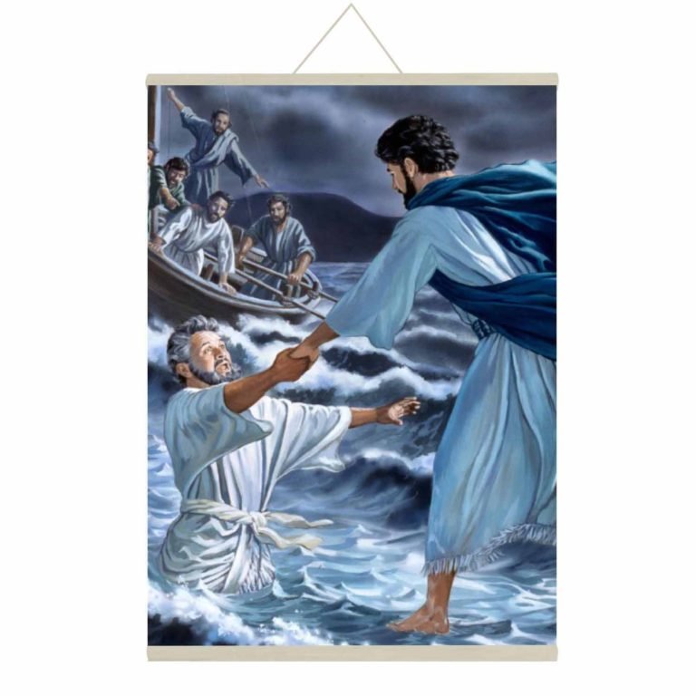 Miraculous Jesus Walking On Water Canvas Scroll