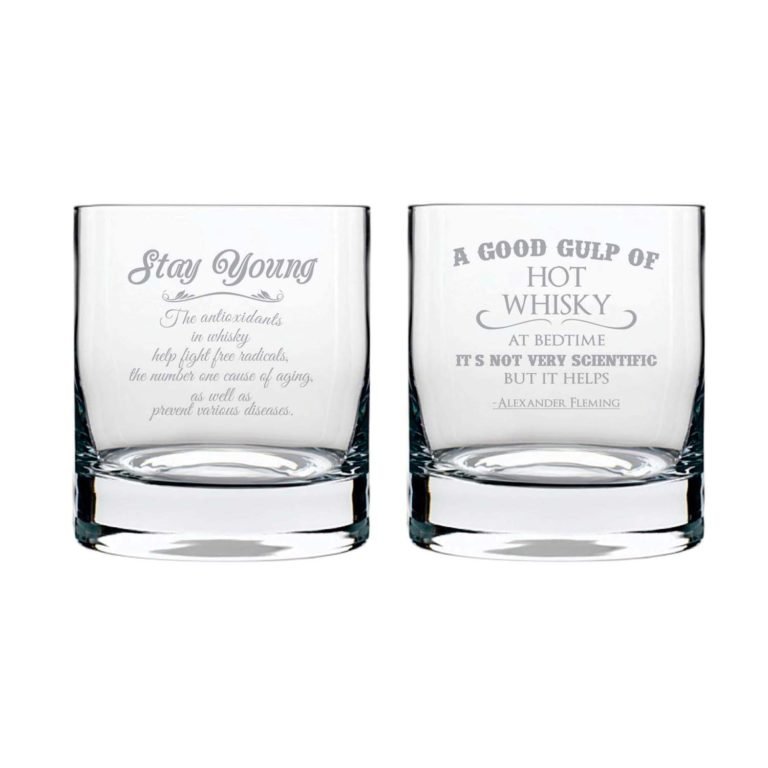Sleep Easy Stay Young Engraved Whiskey Glasses - Set of 2