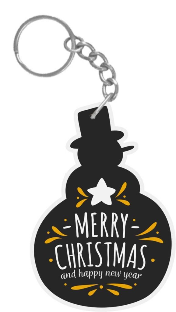 Snow man Shaped Merry Christmas and Happy New Year keychain