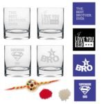 Engraved Super Hero Brothers Whiskey Glasses Set of 4