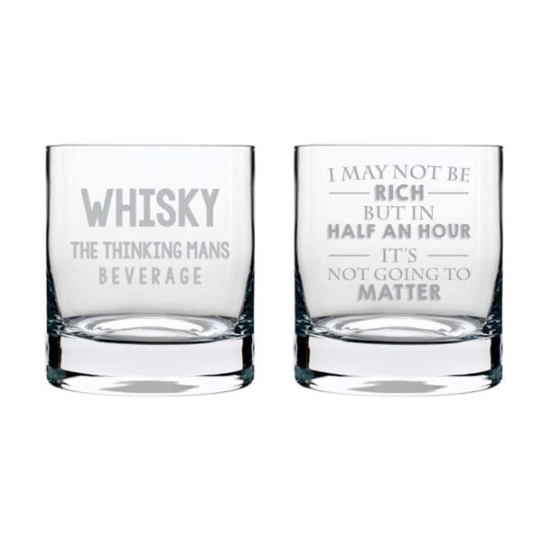 Thinking Man's Beverage Whiskey Glasses - Set of 2