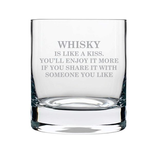 Whiskey is Like Kiss Engraved Whisky Glass