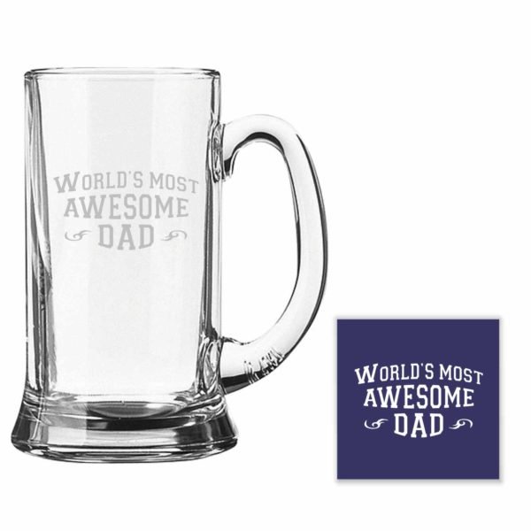 Engraved Worlds Most Awesome Dad Beer Mugs