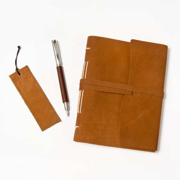 handmade leather journal gift set